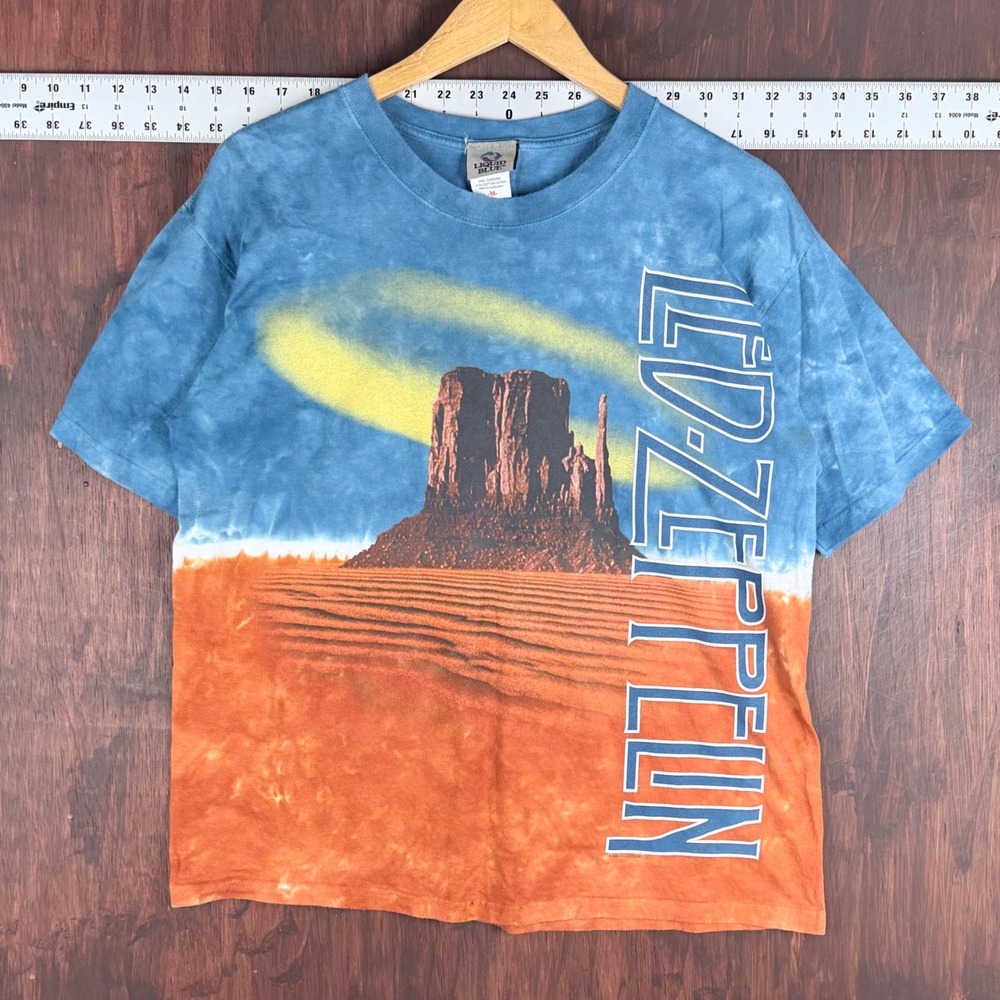 Liquid Blue Led Zeppelin 2005 Desert‎ Tie Dye T-Shirt Mens Medium Blue Orange